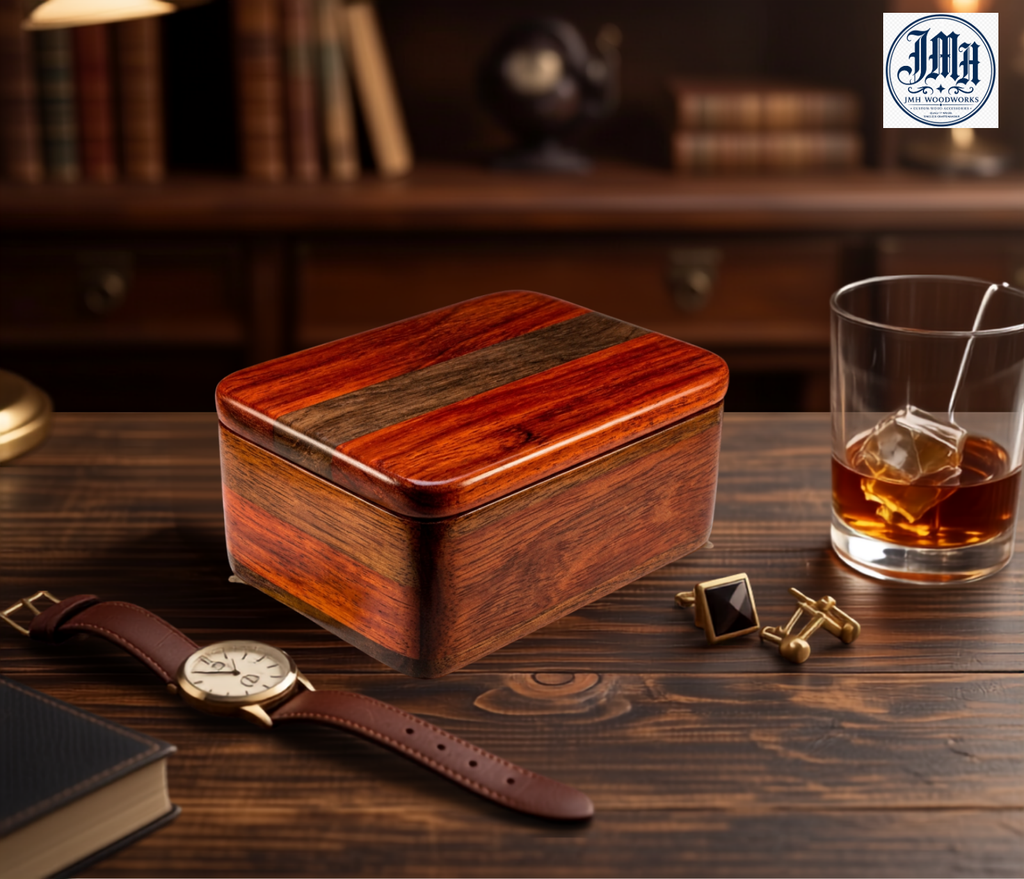JMH's Handcrafted Teak, Rosewood, and Mahogany Keepsake Box