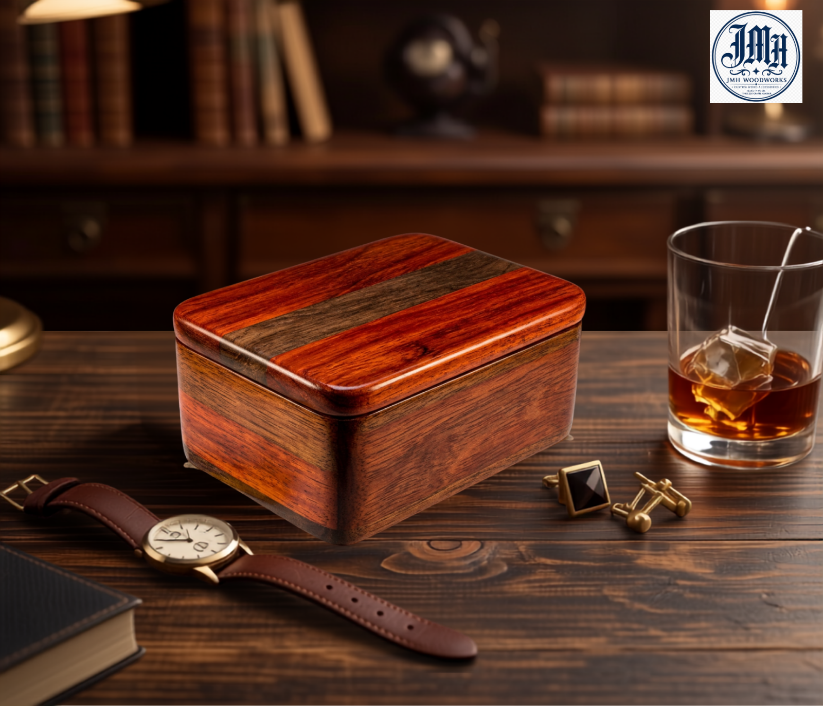 JMH's Handcrafted Teak, Rosewood, and Mahogany Keepsake Box